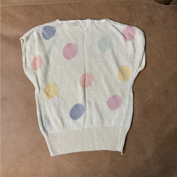 Vintage 80s Stirling Cooper Polka Dot Short Sleeve Sweater Women’s Size 6/7 - Picture 6 of 7